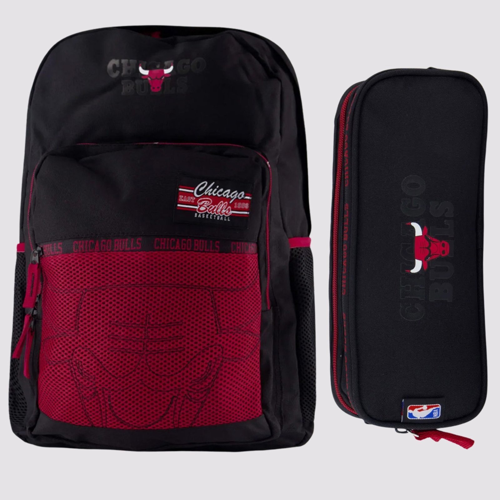 Infantil - Kit Mochila e Estojo NBA Chicago Bulls Preta