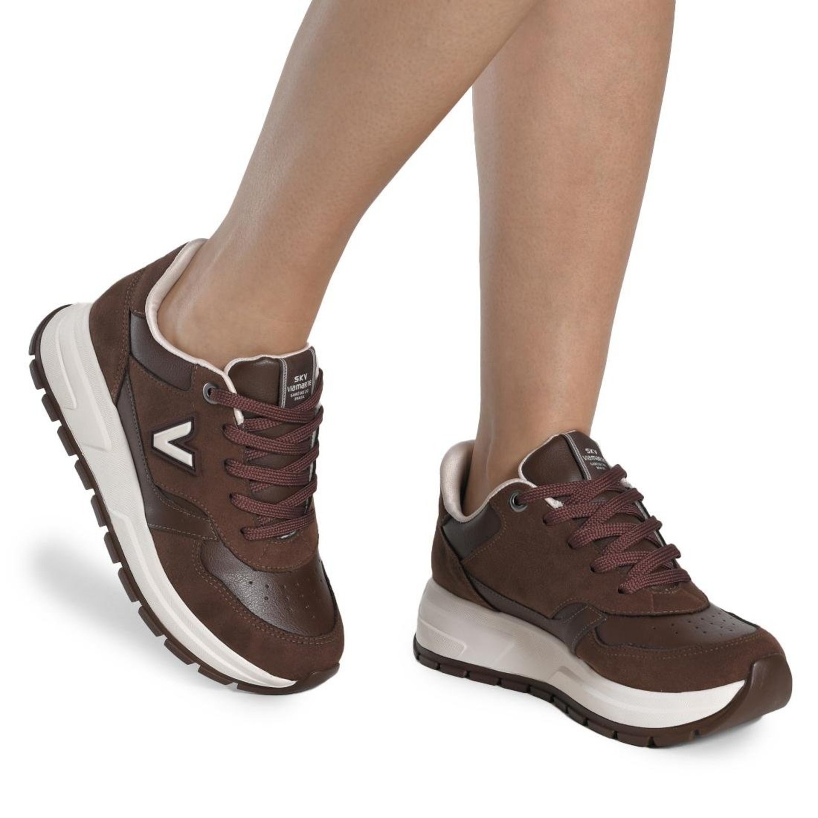 Tênis Casual Via Marte Retrô Robusto Feminina Marrom