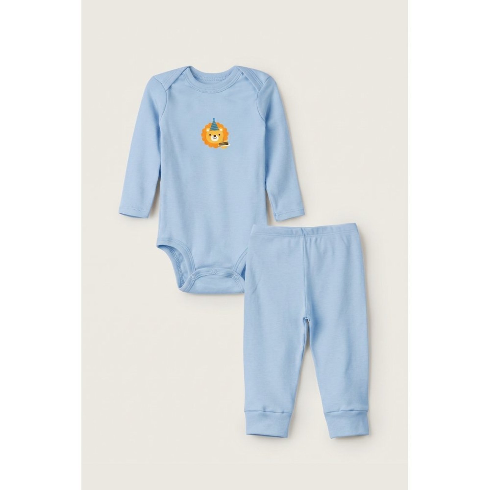 Infantil - Conjunto Body Longo e Calça do Papai Azul Leão Aniversário