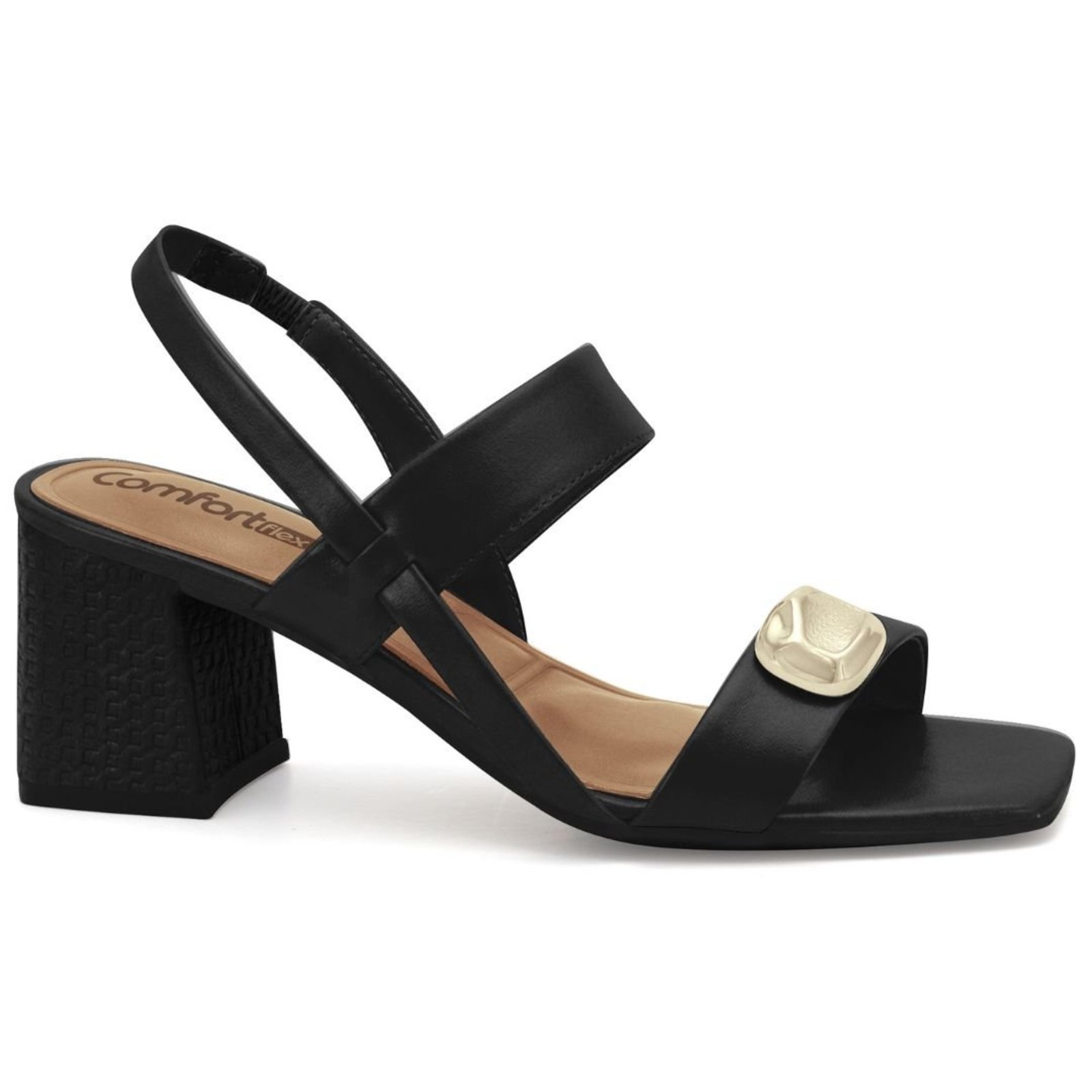 Sandália Feminina com Elástico Comfortflex 2638405 - Preto
