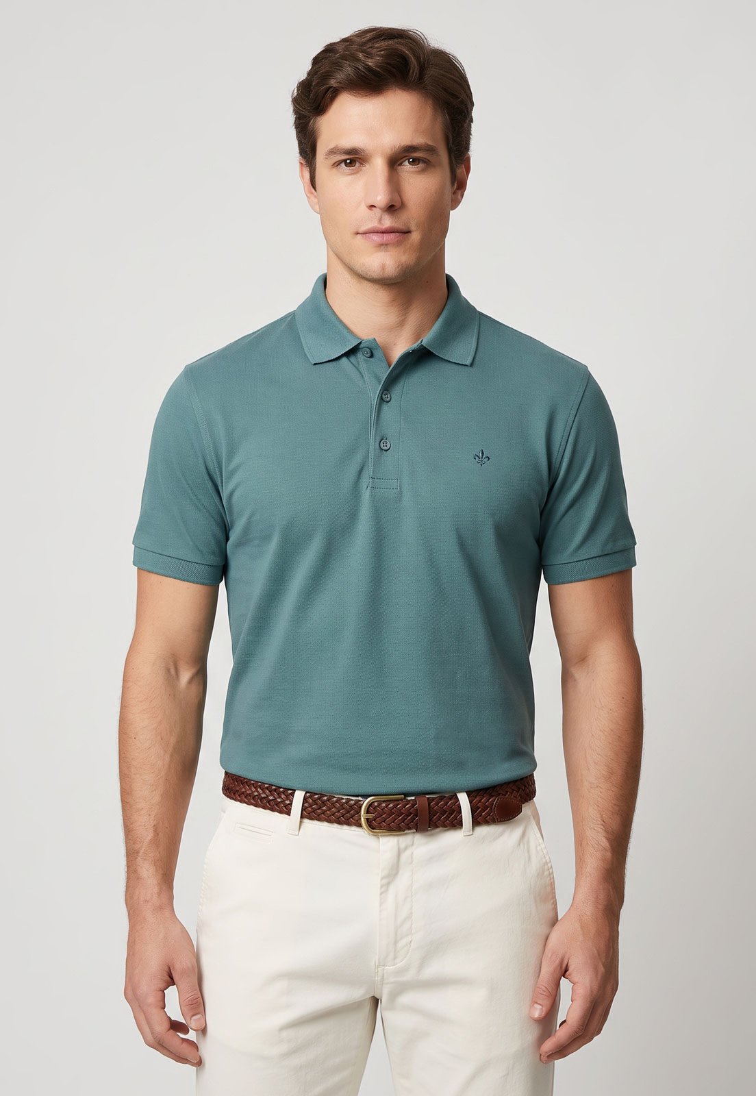 Camisa Polo Masculina Dudalina Logo Verde