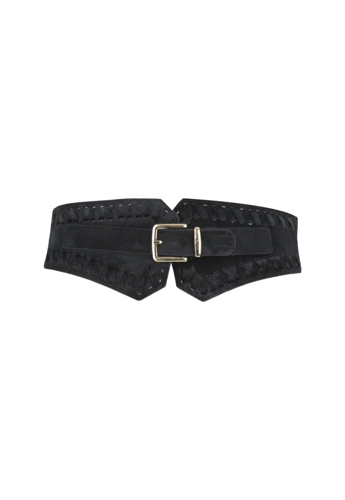 Cinto Nua Duza Corset Largo Trançado Preto