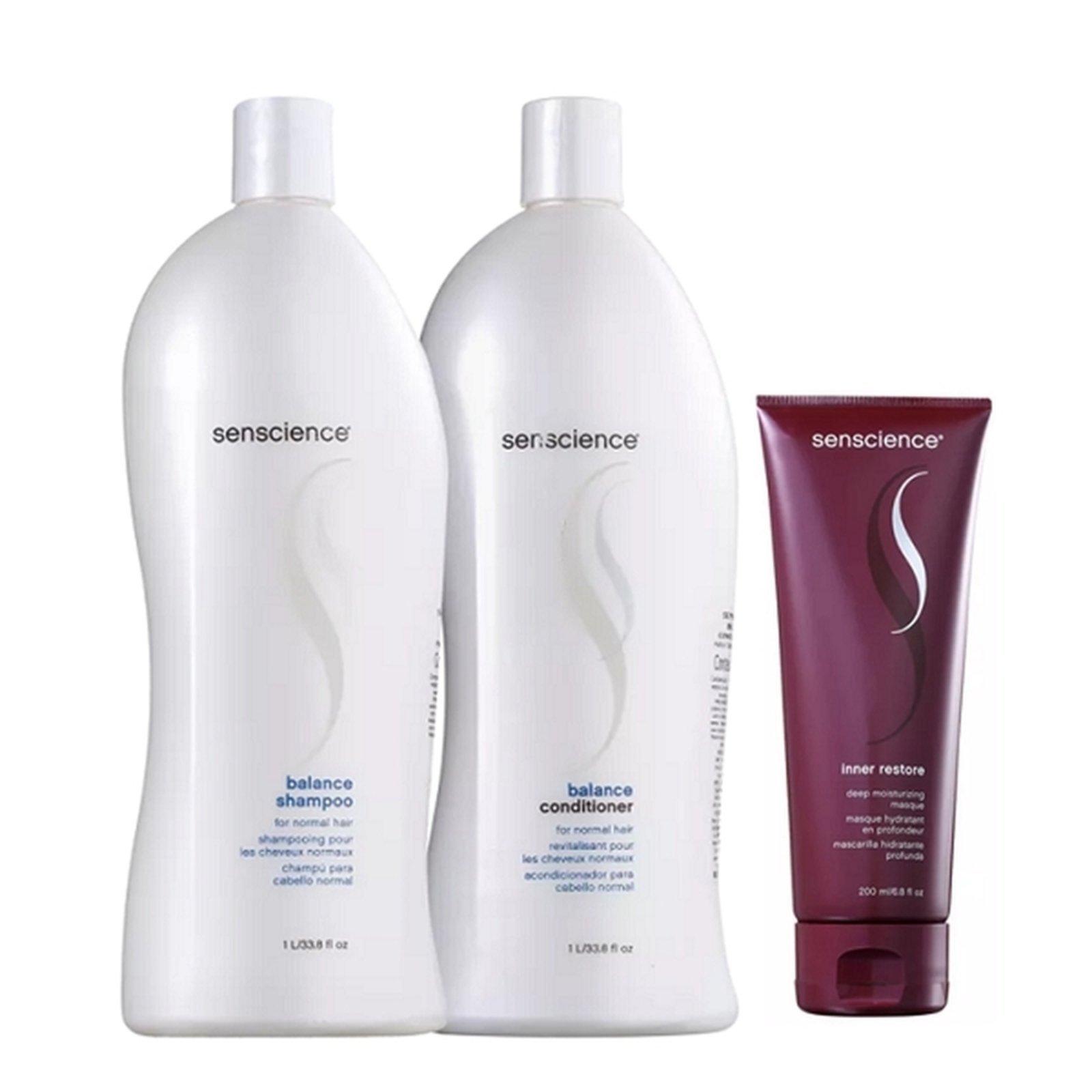Vista 2 Senscience Balance - Shampoo+Condicionador 1L+Mascara Inner Restore Deep Moisturizing 200ml multicolorido Senscience multicolorido