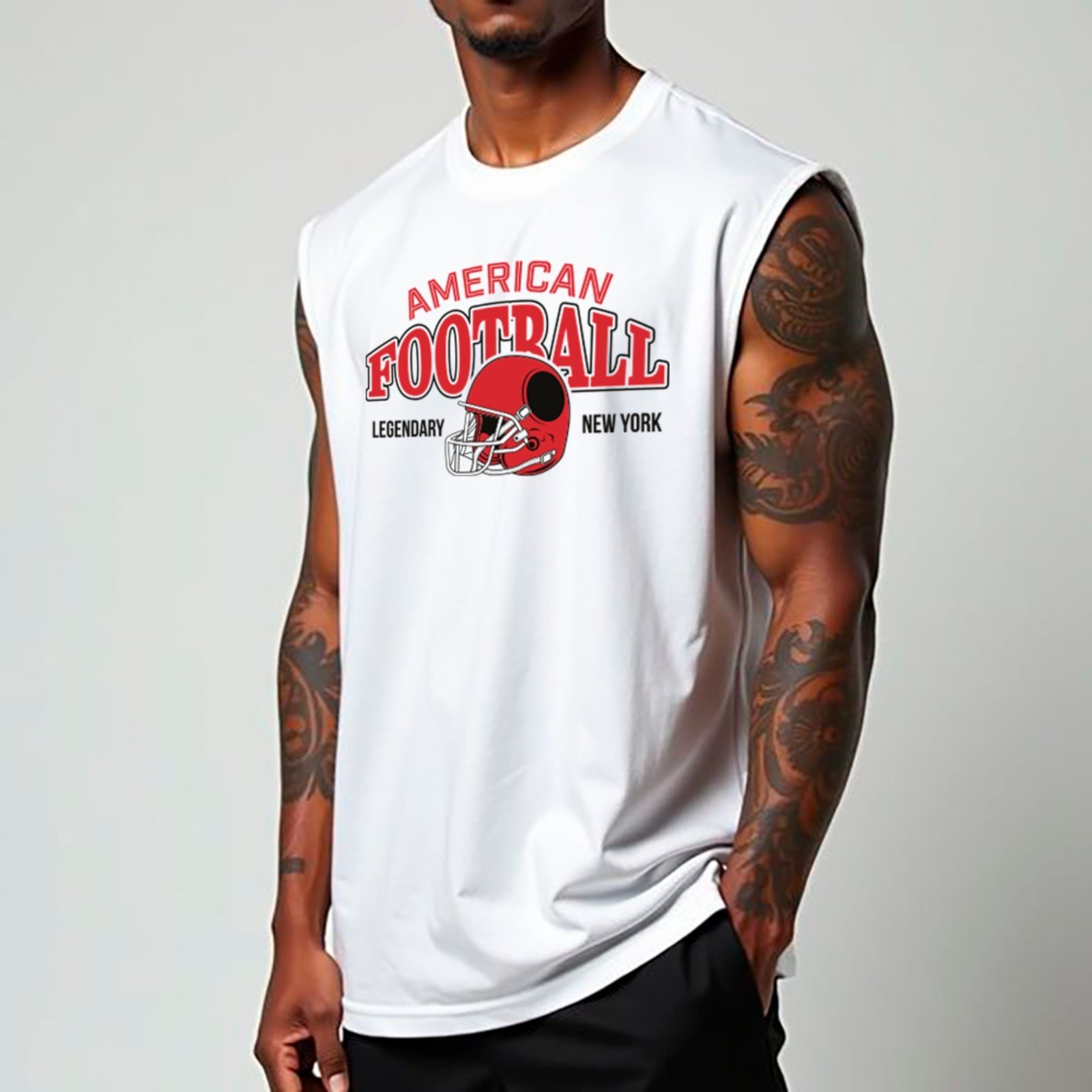 Camiseta Regata Machão Ousy Futebol Americano Streetwear Oversized Masculina Branco