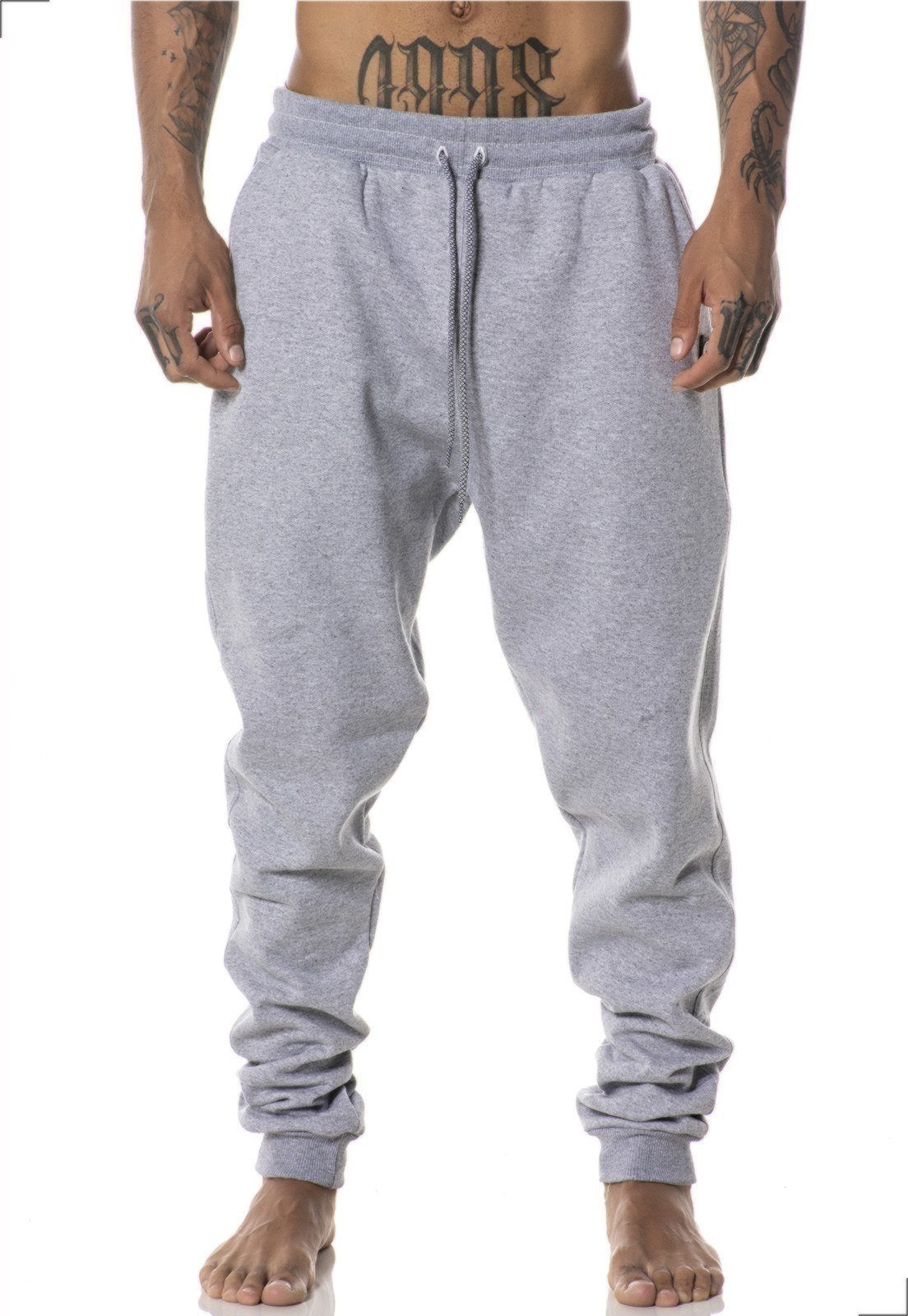 Calça Moletom Masculina Jogger Cargo Moda Street Larga Com Bolsos Cinza