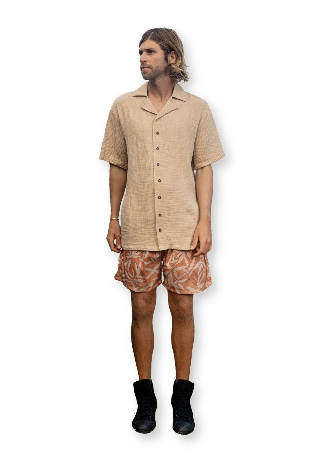 Camisa Manga Curta Masculina The Philippines Marrom