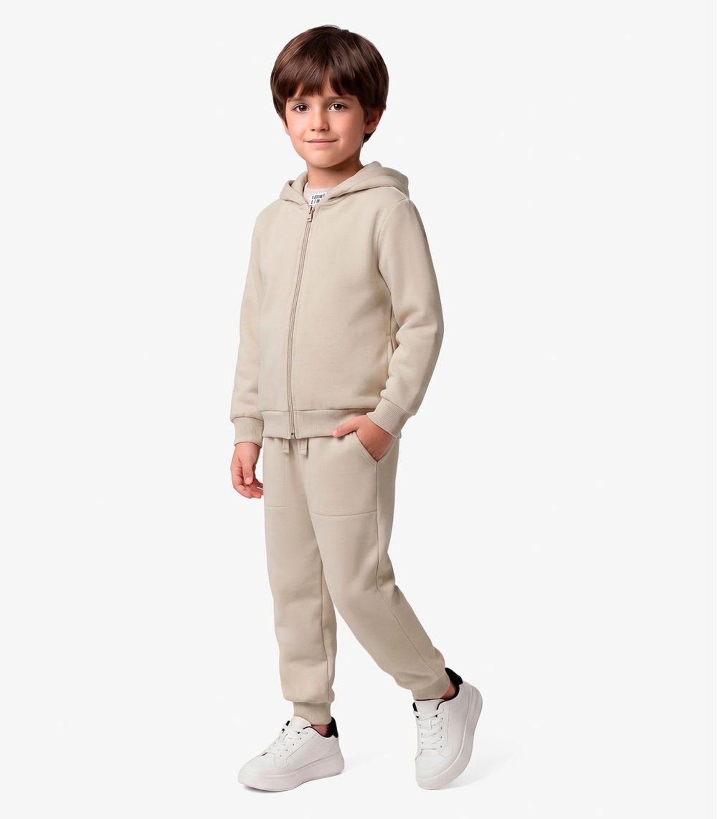 Infantil - Jaqueta Com Capuz Em Moletinho Rovi Bege