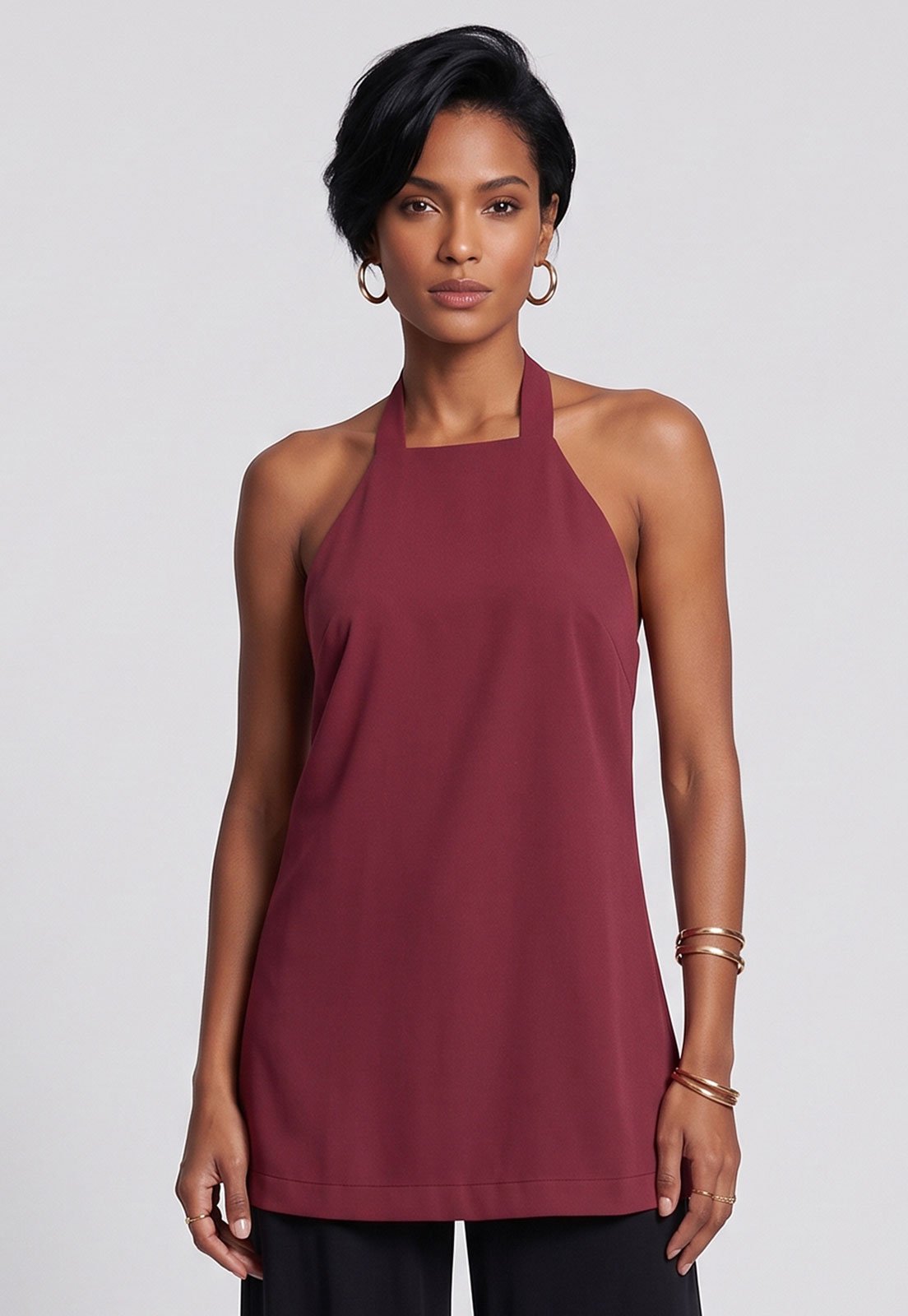 Blusa Feminina Lança Perfume Frente Única Vinho