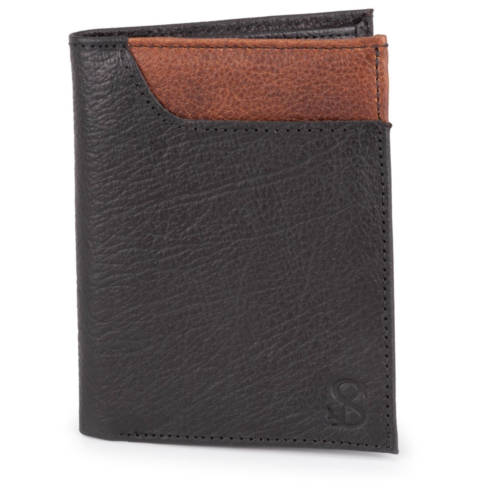Carteira Masculina Slim Porta Cartão Rustico Couro Legítimo ello griff Preto