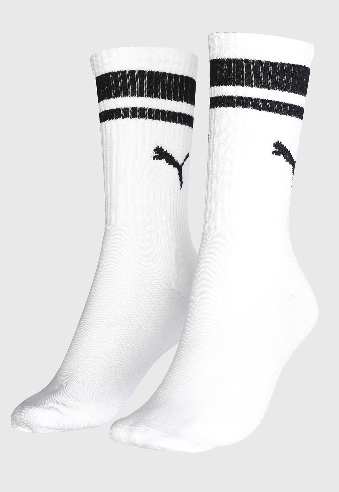 Vista 2 Meia Puma Cano Longo Logo Branca branco Puma branco