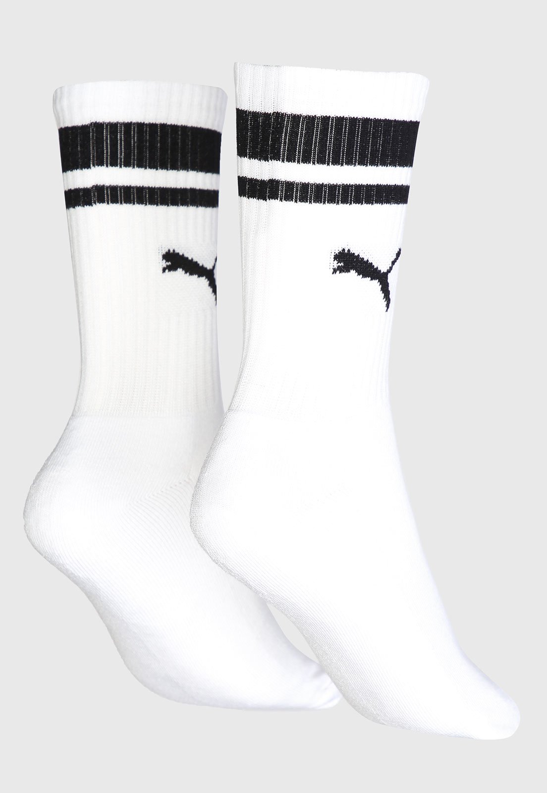 Vista 3 Meia Puma Cano Longo Logo Branca branco Puma branco