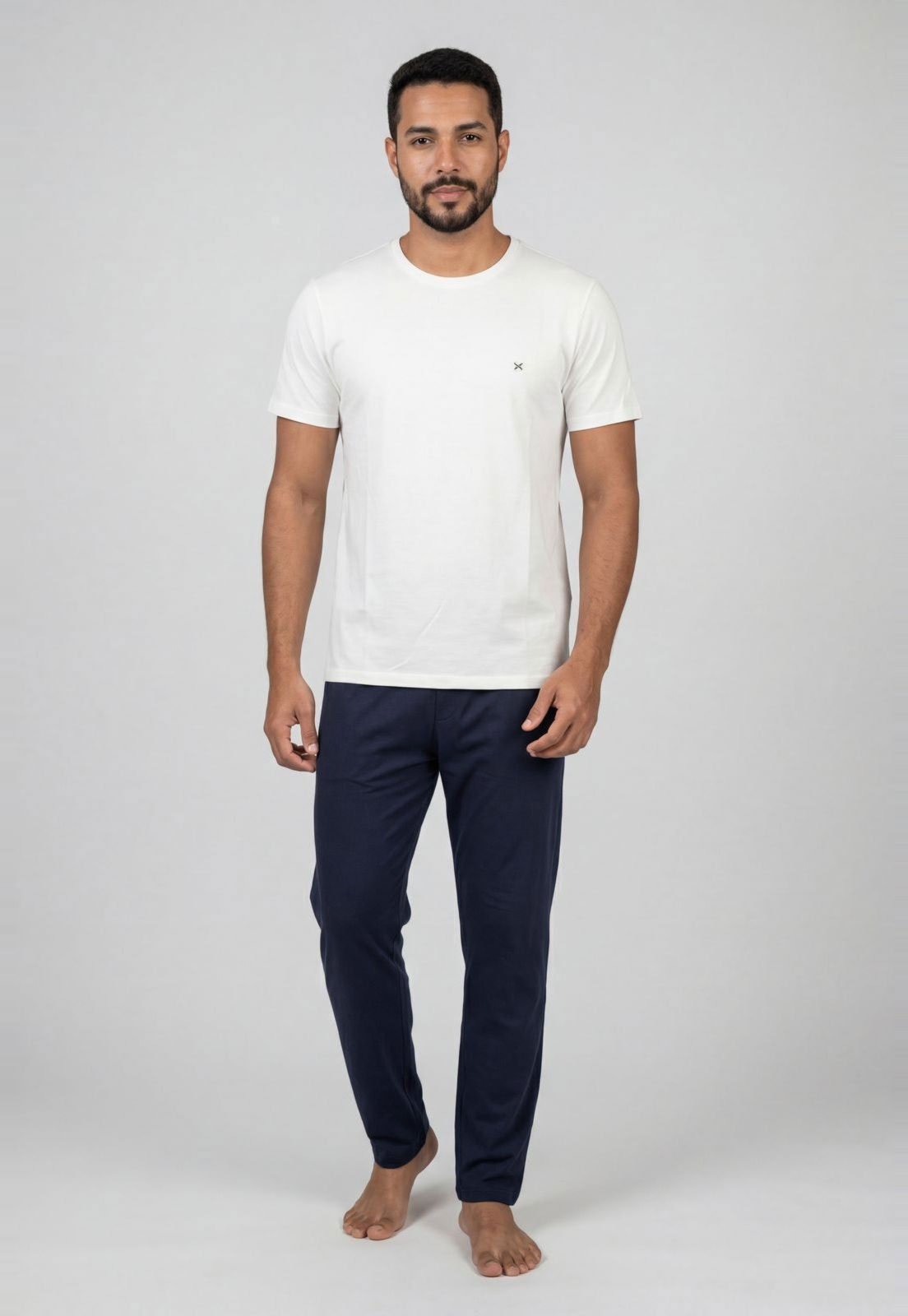 Conjunto Pijama Masculino Hering Camiseta e Calça Branco