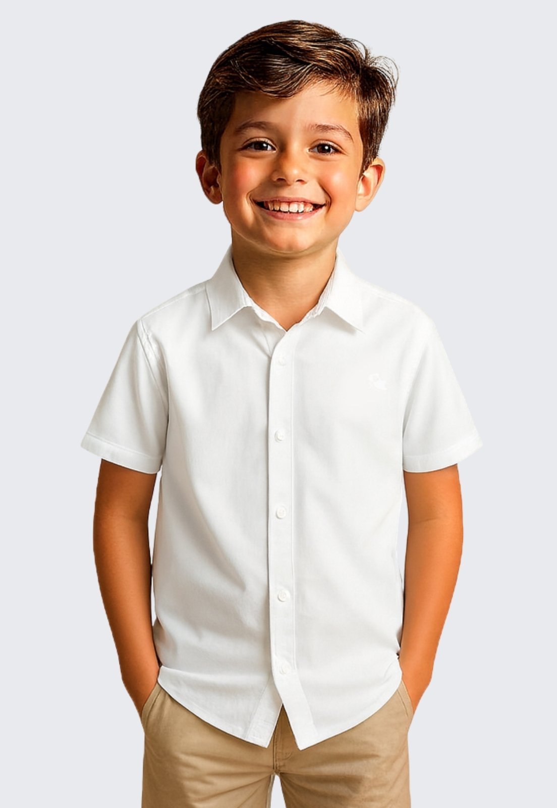 Infantil – Camisa Social Masculina Manga Curta Daze Modas Branco