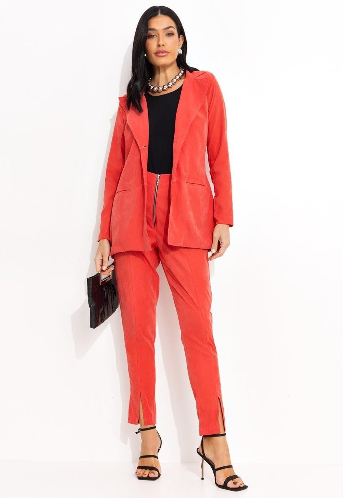 Vista 3 Blazer Com Bolsos Quintess laranja Quintess laranja