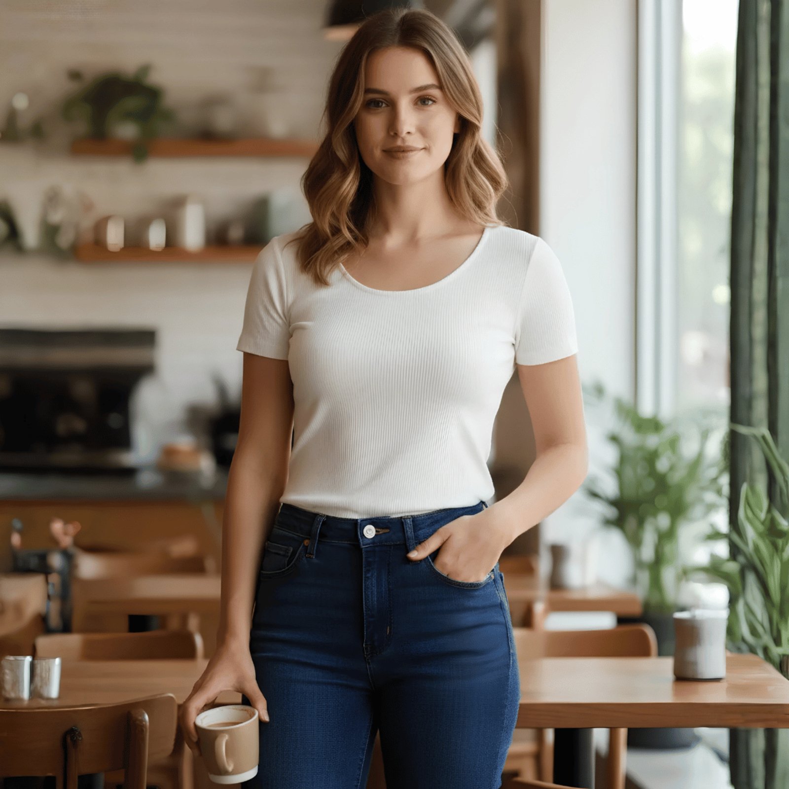 Blusa Feminina Manga Curta Canelada Lunender