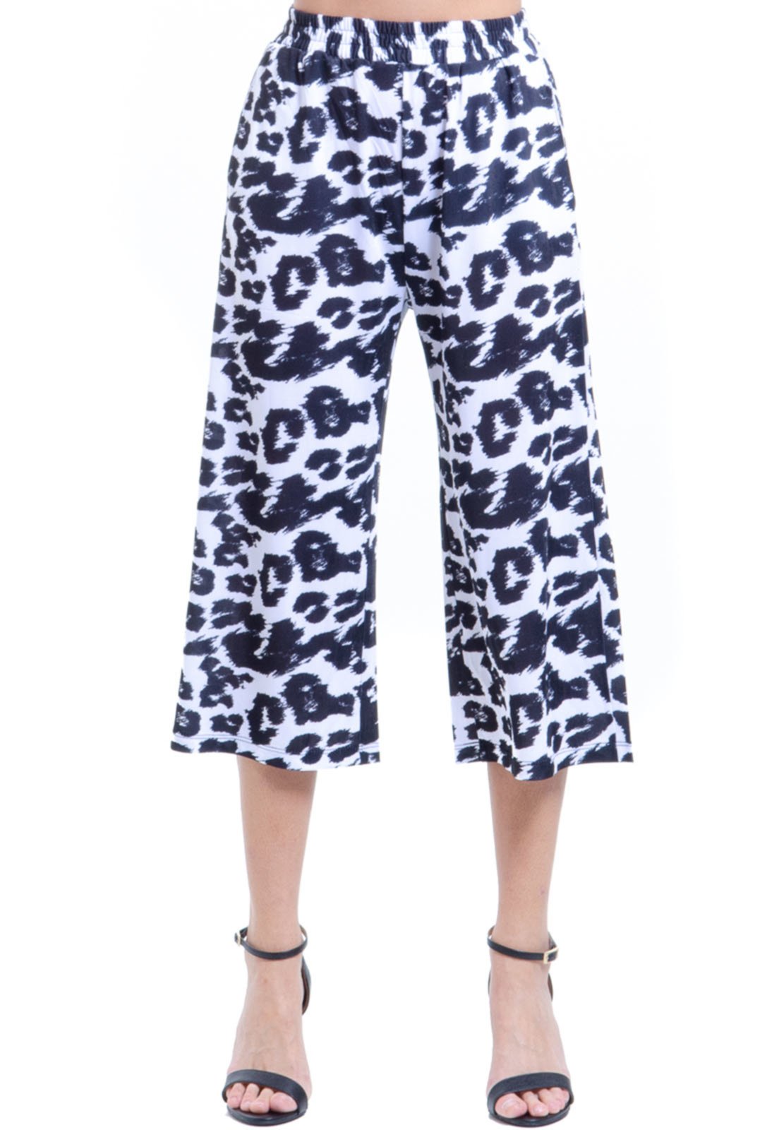 calça pantacourt animal print