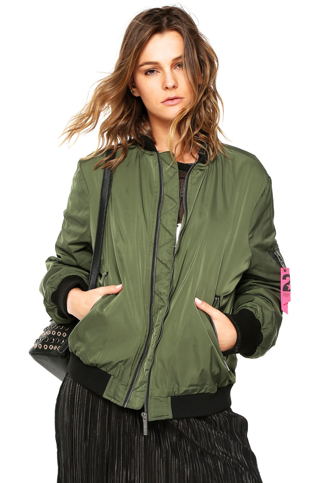 jaqueta bomber verde feminina