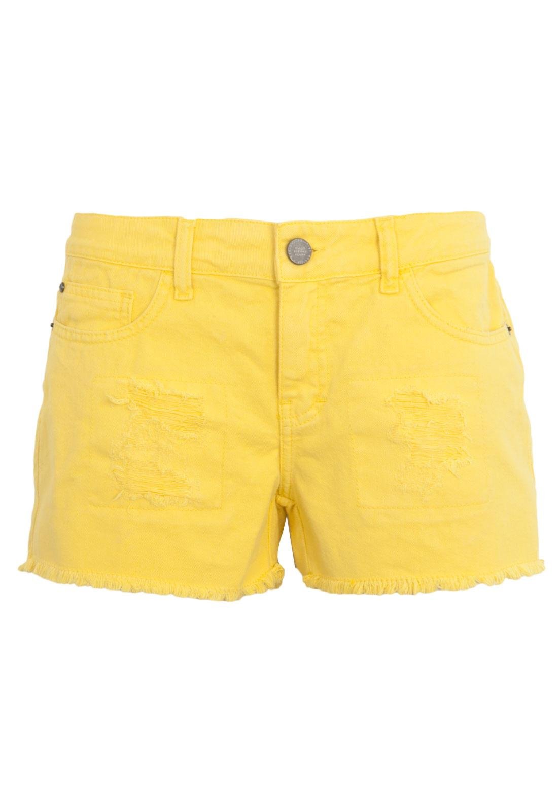 short amarelo jeans