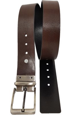 Cinto Couro Dupla-Face 3LS3 Casual Marrom/Preto Menor preço em Cinto Couro Dupla-Face 3LS3 Casual Marrom/Preto