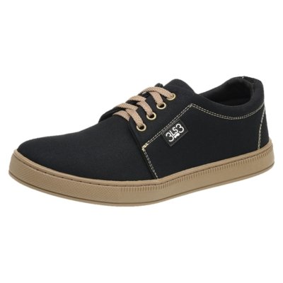 Tênis Masculino Skatista Casual 3LS3 Preto Menor preço em Tênis Masculino Skatista Casual 3LS3 Preto