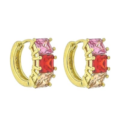 Brinco Argola 3RS semijoias Pequena com Zircônias Três Cores Folheado a Ouro 18K Menor preço em Brinco Argola 3RS semijoias Pequena com Zircônias Três Cores Folheado a Ouro 18K