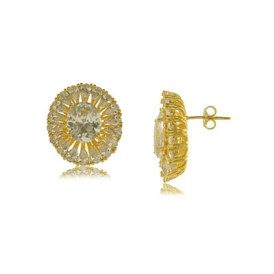 Brinco Redondo com Zircônias Brancas Cravejadas 3RS Semijoias Dourado Menor preço em Brinco Redondo com Zircônias Brancas Cravejadas 3RS Semijoias Dourado