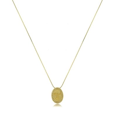 Menor preço em Colar com Medalha Divino Espirito Santo com Zircônias 3RS semijoias Dourado