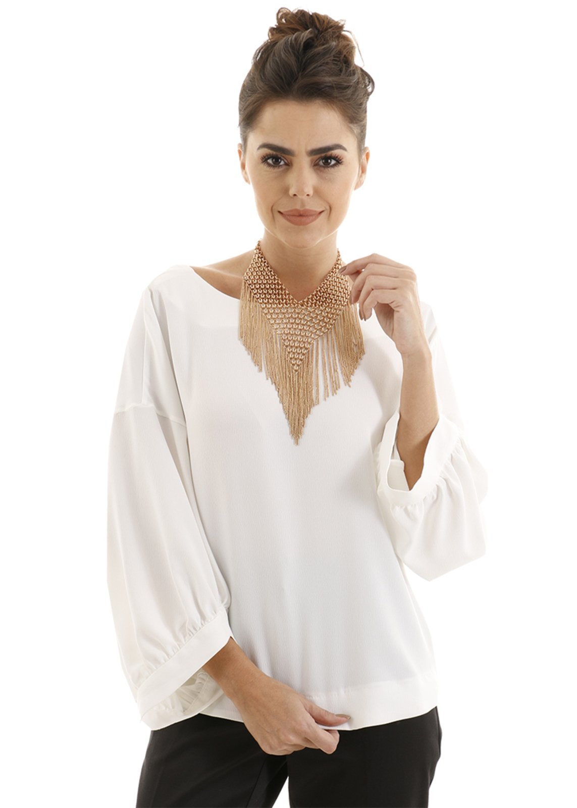 Colar Aha Com Franja Dourado - Marca AHA