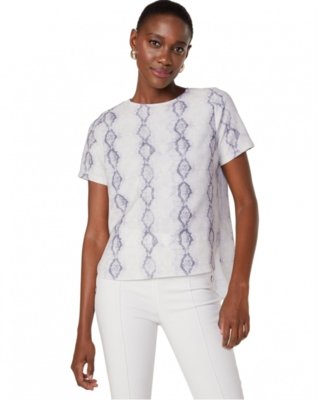 Blusa AMARO Manga Curta Crepe White Snake Menor preço em Blusa AMARO Manga Curta Crepe White Snake