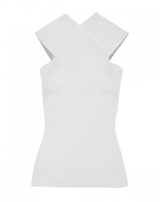 Blusa AMARO Tricot Canelada Transpassada Branco Menor preço em Blusa AMARO Tricot Canelada Transpassada Branco