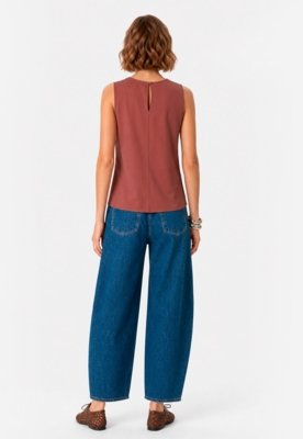 Calça Barrel Jeans - Azul Médio