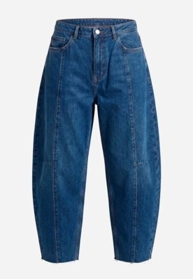 Calça Barrel Jeans - Azul Médio