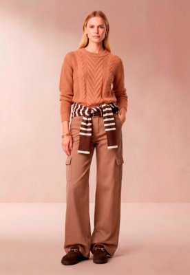 Calça Cargo de Sarja - Marrom