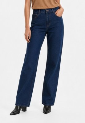 Calça Reta Jeans - Azul Escuro