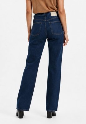 Calça Reta Jeans - Azul Escuro