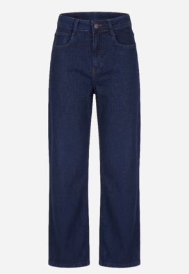 Calça Reta Jeans - Azul Escuro