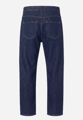 Calça Reta com Recortes Jeans - Azul Escuro