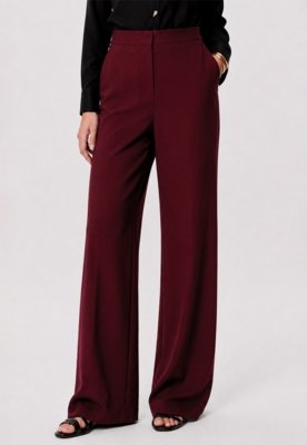 Calça Reta de Viscose - Vinho