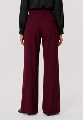Calça Reta de Viscose - Vinho
