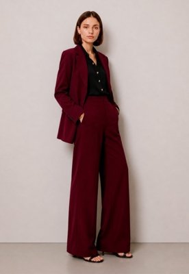 Calça Reta de Viscose - Vinho