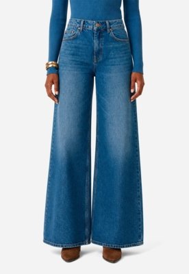 Calça Wide Leg Jeans - Azul Médio