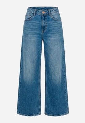 Calça Wide Leg Jeans - Azul Médio