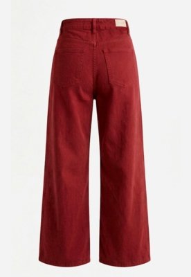 Calça Wide Leg Sarja - Vinho