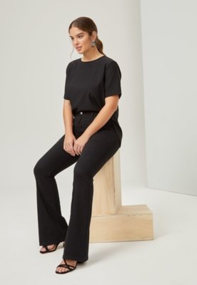 Calça AMARO Flare Colour Essential Preto Menor preço em Calça AMARO Flare Colour Essential Preto
