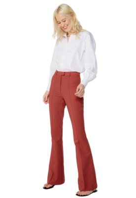 Calça AMARO Flare De Alfaiataria Basic Terracota Menor preço em Calça AMARO Flare De Alfaiataria Basic Terracota