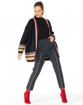 Calça AMARO Jeans Reta Super Zíper Preto Menor preço em Calça AMARO Jeans Reta Super Zíper Preto