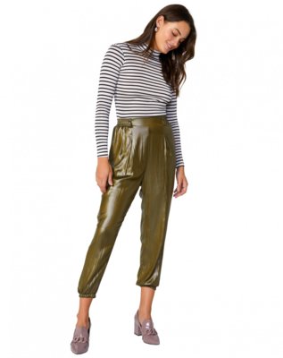 Calça AMARO Jogging Acetinada Capuccino Menor preço em Calça AMARO Jogging Acetinada Capuccino