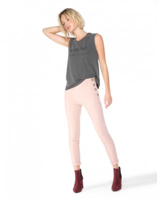 Calça AMARO Skinny Detalhe Bolso Nude Menor preço em Calça AMARO Skinny Detalhe Bolso Nude