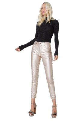 Calça AMARO Skinny Leather Ouro Velho Escovado Menor preço em Calça AMARO Skinny Leather Ouro Velho Escovado