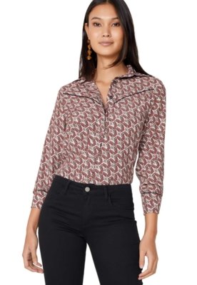 Camisa AMARO Crepe Com Vivo Horseshoe Menor preço em Camisa AMARO Crepe Com Vivo Horseshoe